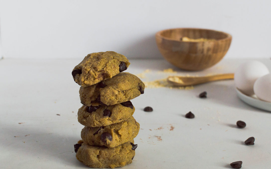 Biscuits tahini, farine de pois chiches et pépites de chocolat